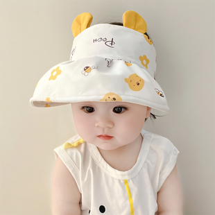 婴儿帽子夏季薄款遮阳大檐男女宝宝防晒太阳帽空顶帽一岁防紫外线