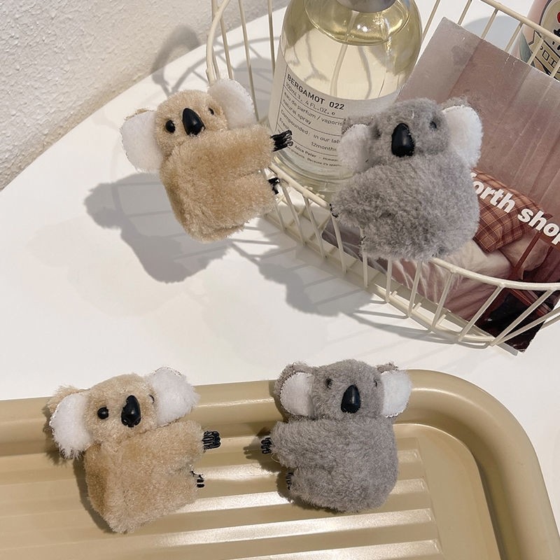 考拉发夹立体毛绒小抓夹可爱小红书抖音同款超萌刘海边夹卡通头饰