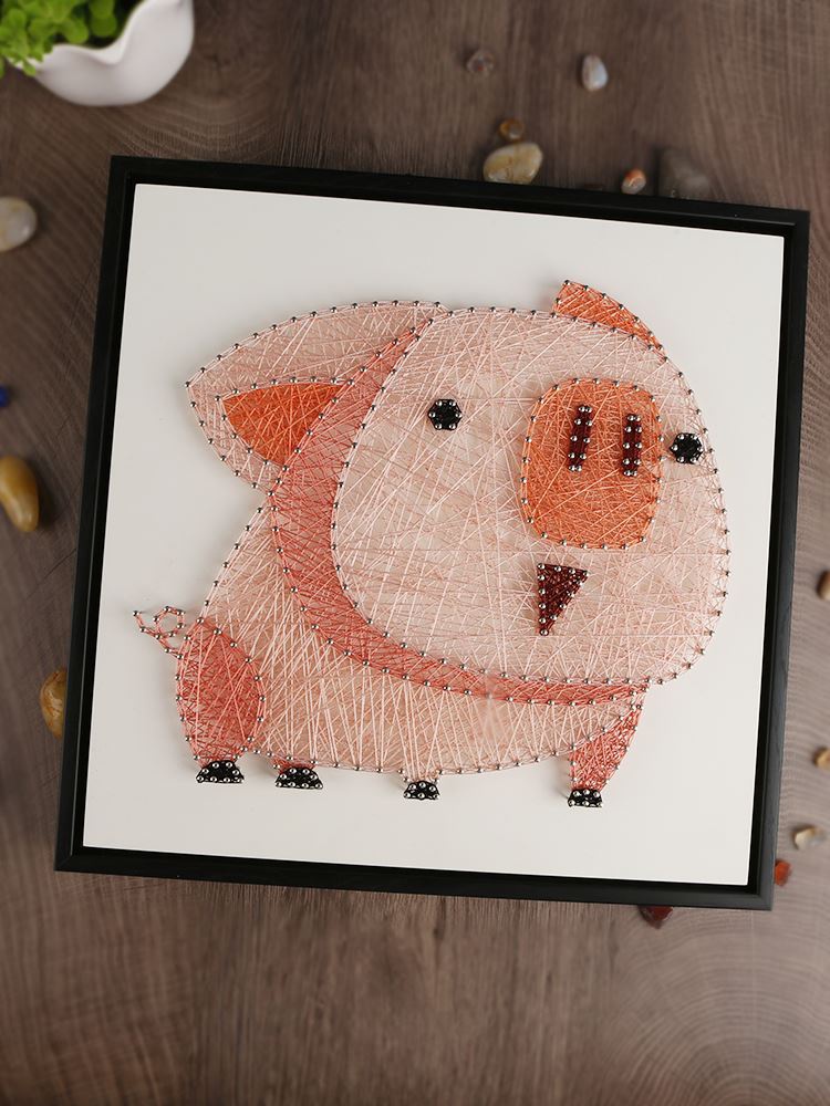 立体钉子绕线h画diy手工编织情侣送男友工具新中式入户玄关装饰画