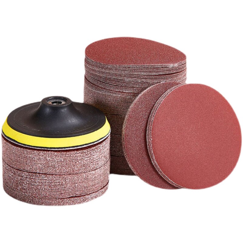 红砂5寸植绒砂纸圆盘抛磨打磨片圆形e气动光机干磨砂纸4寸自粘砂