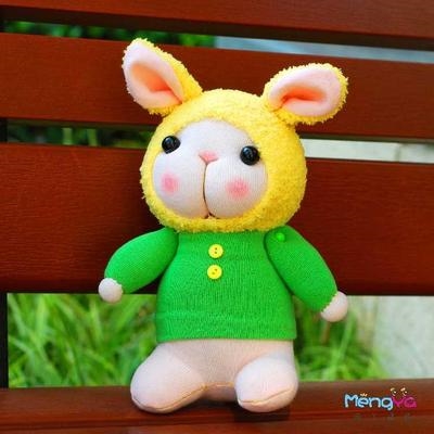儿童手工制作玩偶ldiy袜子娃娃材料包屁屁兔公仔毛绒可爱创意礼物
