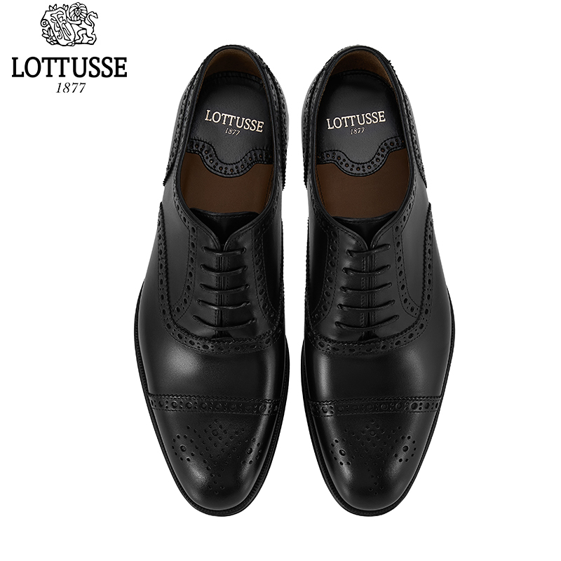 lottusse乐途仕2021秋冬布雷克牛皮手工男士布洛克雕花牛津鞋
