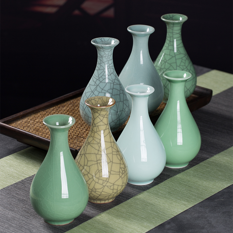 龙泉青瓷花瓶简约创意客厅装饰花器中式陶瓷水培花插家居小摆件