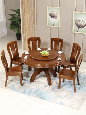圆形客厅餐桌实木图片