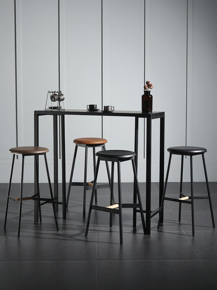 北欧简约铁艺吧椅现代家用创意高脚椅设计师吧凳网红咖啡厅吧台e