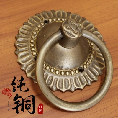 中式仿古大门纯铜门环庭院别墅复古老式门铜拉手黄铜把手木门装饰