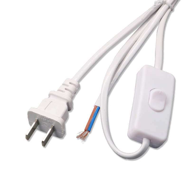 台灯按钮开关床头灯按键船型303带开关电源灯具配件中途插头线