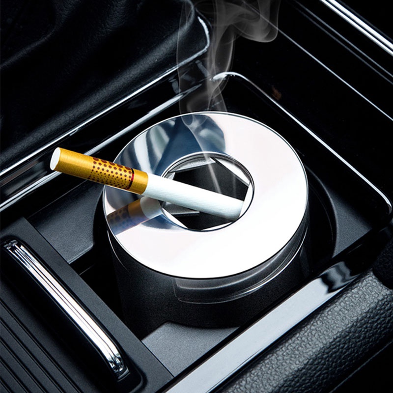 德国modern汽车高档烟灰缸不锈钢封闭式带盖防飞灰高档商务礼品