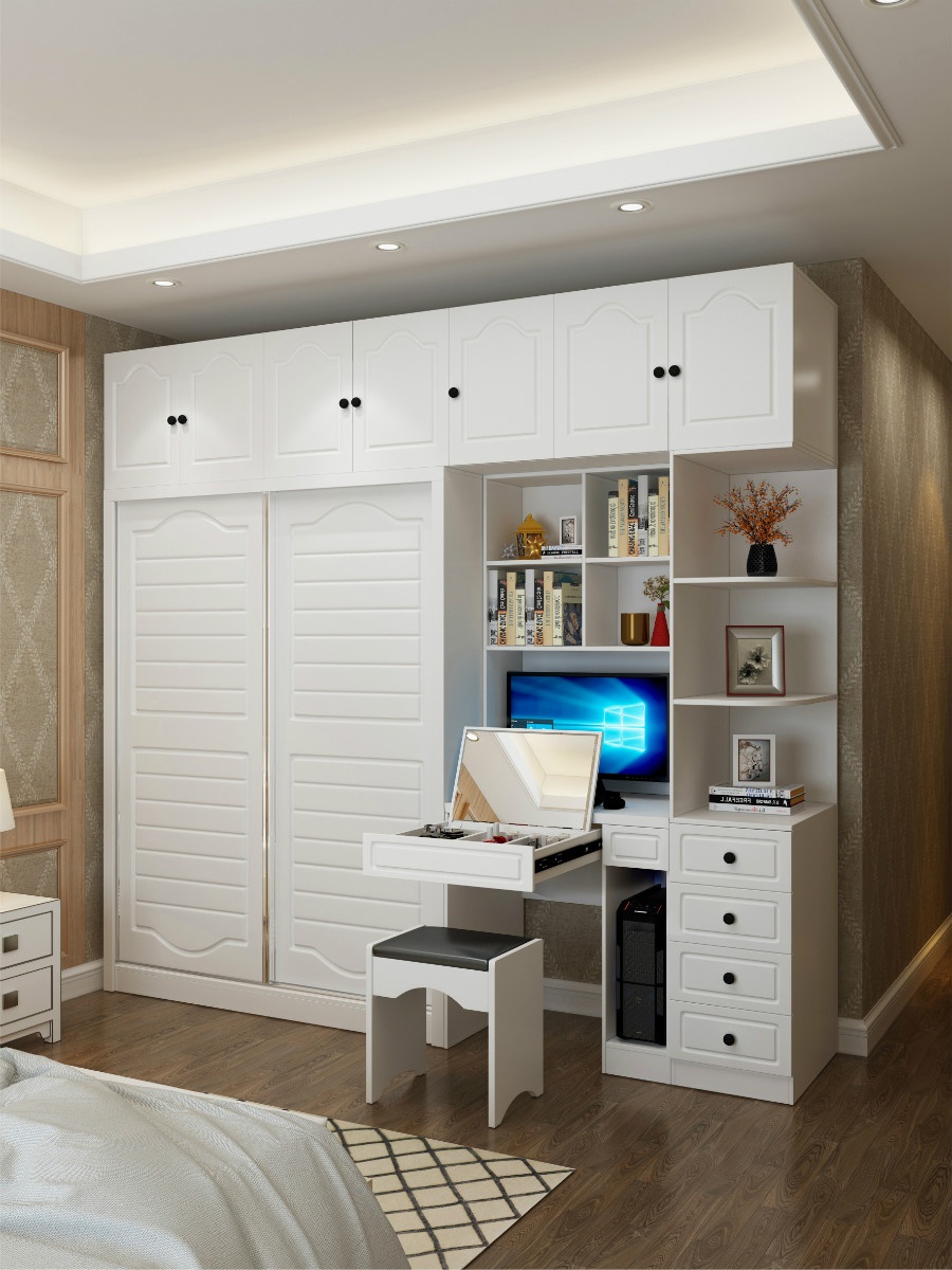 多功能衣柜组合 卧室 现代简约_现代简约推拉门衣柜卧室电脑梳妆化妆