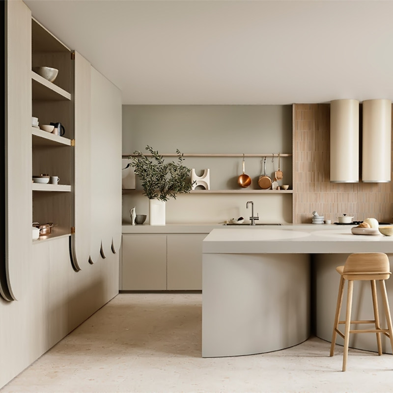 整体开放式厨房橱柜侘寂风定制灶台柜一体小户型厨柜定做全屋家具