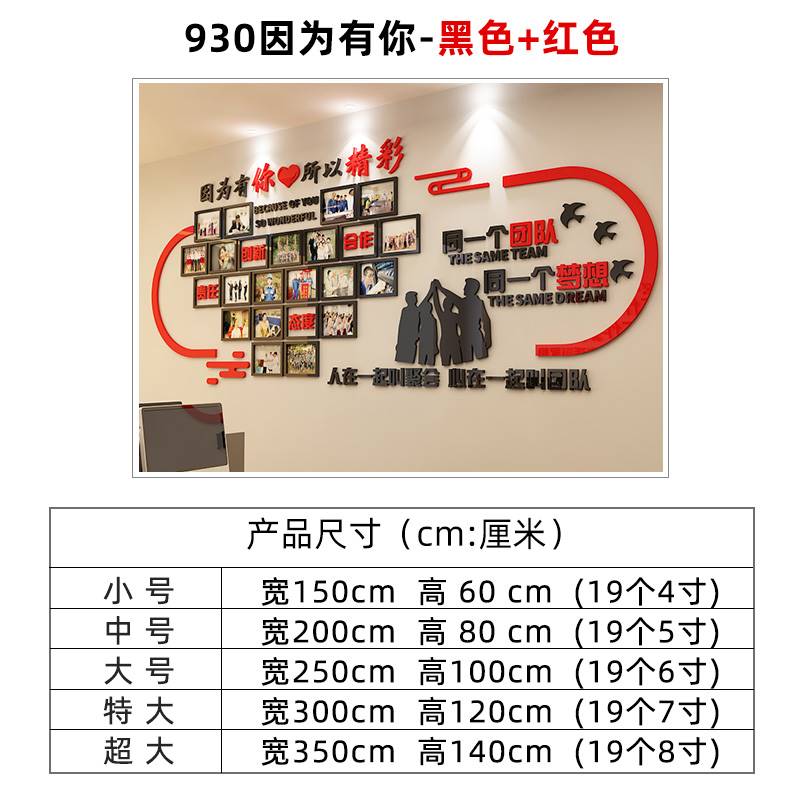 团队风采励志墙贴画公司企业文化墙布置相框照片墙办公室墙面装饰