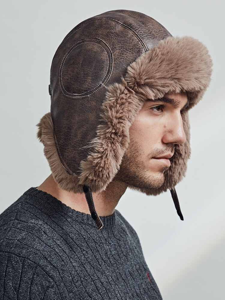 雷锋帽皮毛一体帽子女男冬季机能风护耳冬天大码复古飞行员防寒