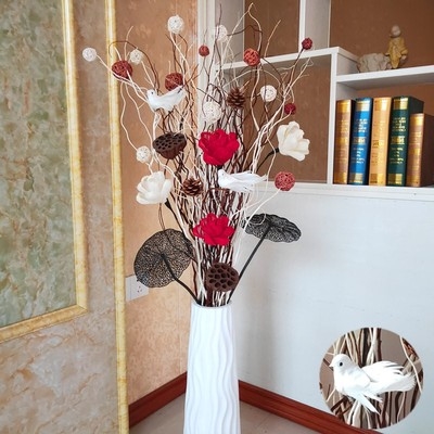 龙柳干枝树枝装饰干花客厅玄关落地假花隔断橱窗花瓶插花套装包邮