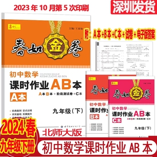 2024春深圳春如金卷初中数学课时作业AB本九年级下册数学北师大版含A+B+C本+测试卷电子版答案初三九下数学课本深圳教材同步练习册