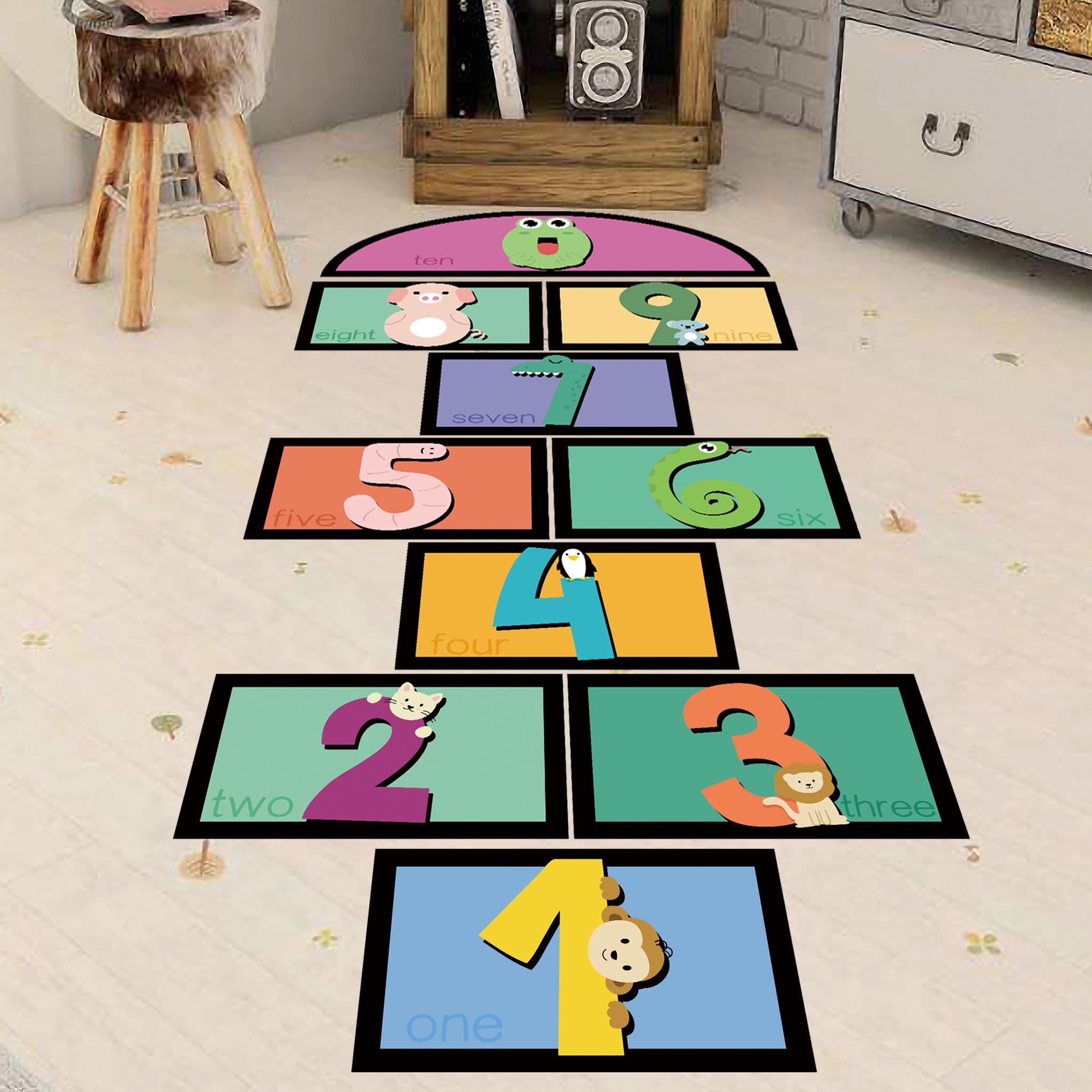 数字跳房子格子墙贴纸幼儿园儿童房地贴地面贴画自粘地板游戏自粘