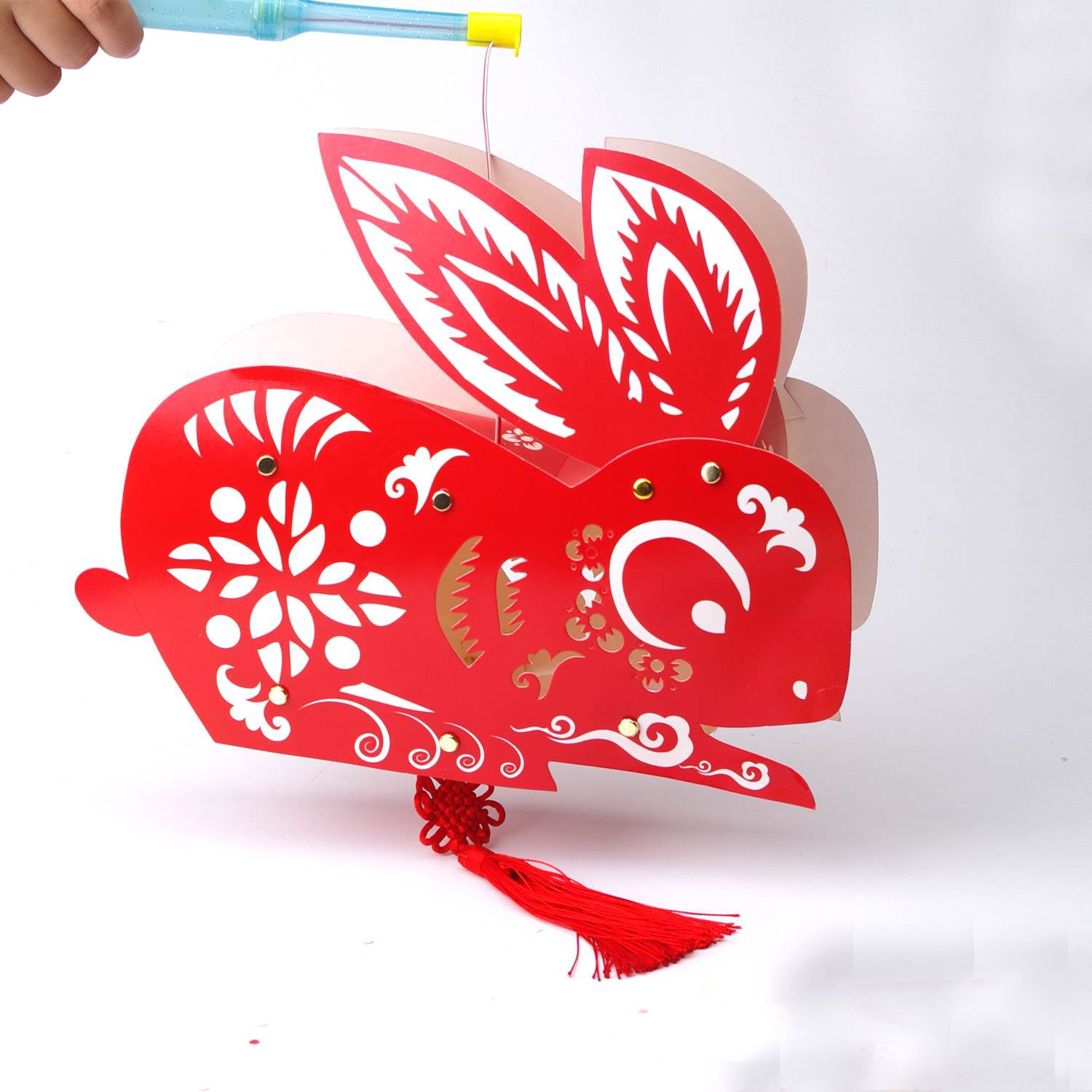 幼儿园兔子传统灯儿童手工新年制作diy材料包春节手提灯笼发光