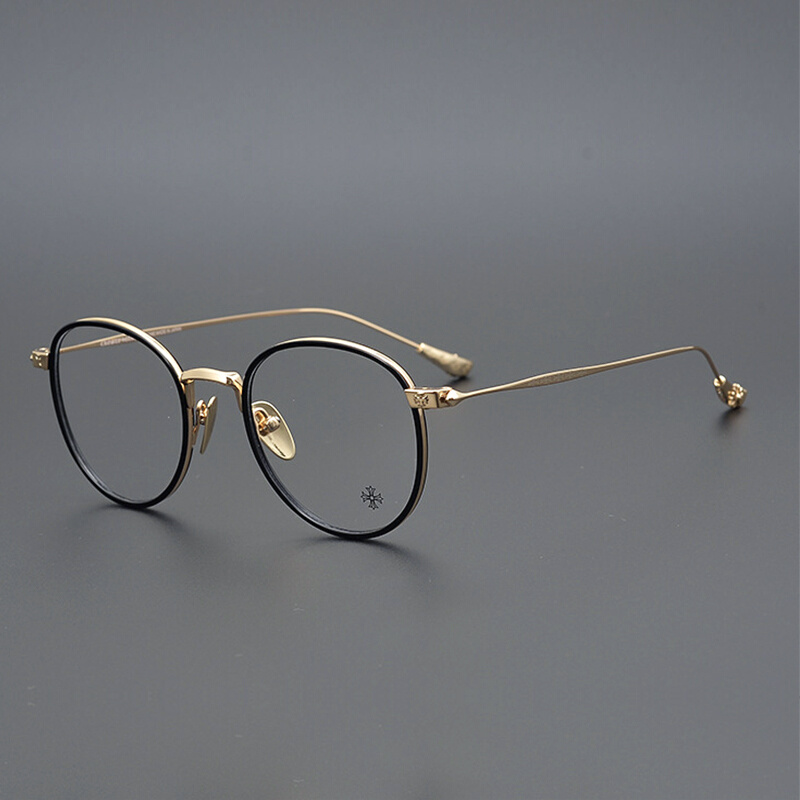 玳瑁色眼镜女文艺超轻近视镜框复古圆框镜架素颜防蓝光防辐射纯钛