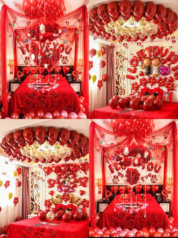 新房布置女方家用婚房装饰创意浪漫套装卧室气球拉花结婚婚庆