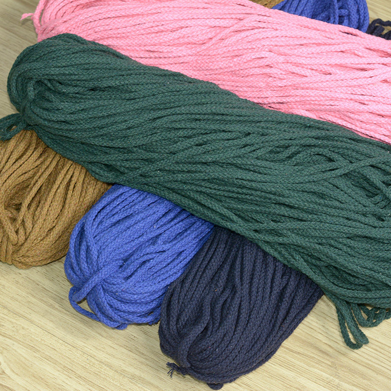 高档5mm彩色编织棉绳diy棉线绳口袋抽拉绳子挂壁毯钩编手工提ins