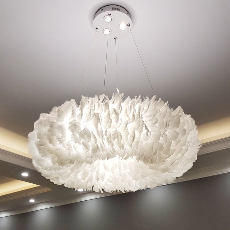 北欧灯具ins风卧室灯简约创高档性客厅灯饰房间餐厅网红羽毛吊灯