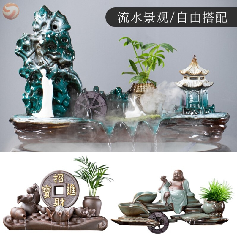 新品石雕流水摆件庭院室内青石仿古养鱼池喷泉水w系水钵景观装饰