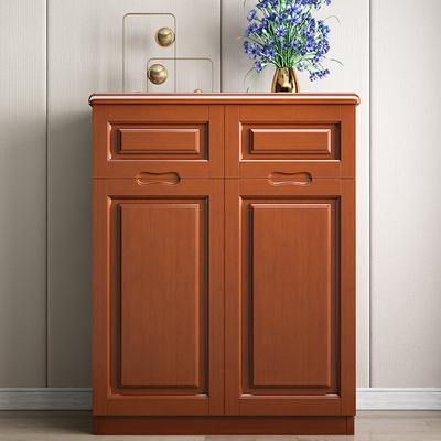 实木门厅鞋柜3门对开门图片