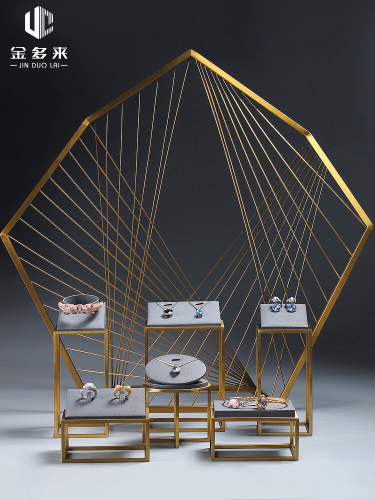 高档金属珠宝展示道具项链戒指耳环手镯吊坠首饰摆放架橱窗装饰品