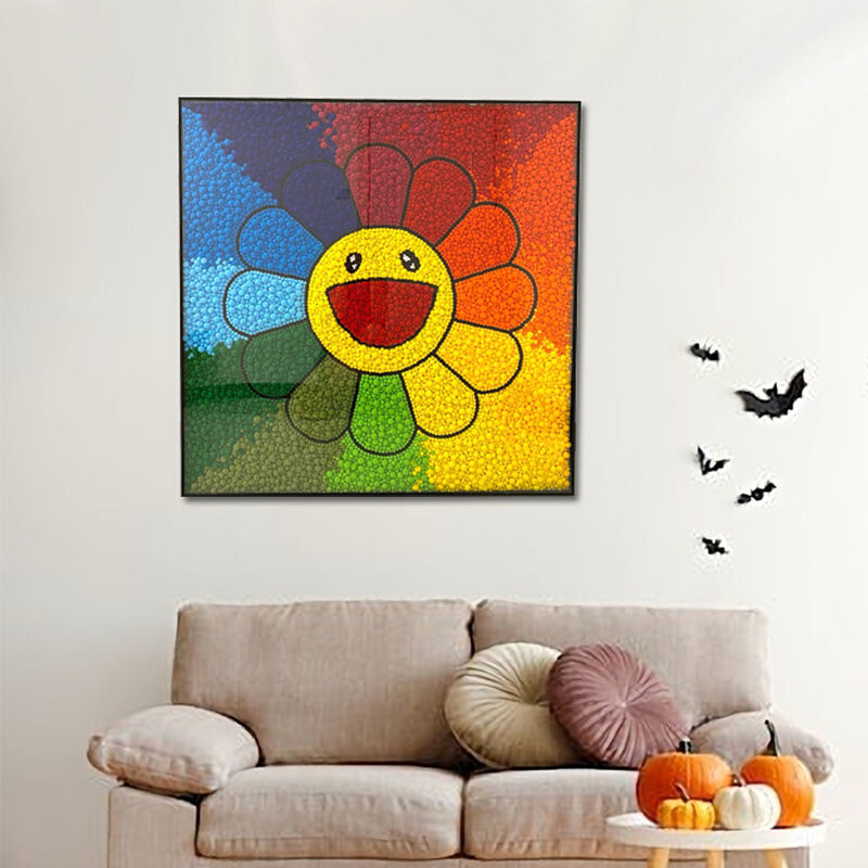 太阳花diy画框毛球画手工材料包装饰画铝合金裱框客厅挂墙上相框