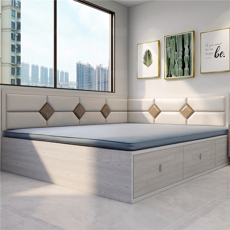 高档定制榻榻米软包墙围儿童房炕围子墙自粘踏踏米墙护防撞床ins