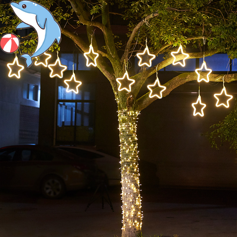 led五角星灯带吊顶装饰灯户外防水挂树上的彩灯节日装扮氛围挂灯
