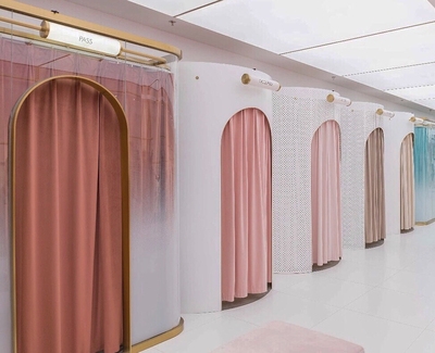 高端试衣间门帘定制莫兰迪色系丝绒布帘网红ins服装店窗帘装饰