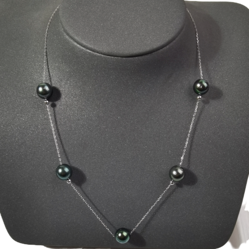 angeperle/天使之泪海水珍珠s925大溪地黑珍珠项链9-10mm时尚颈链