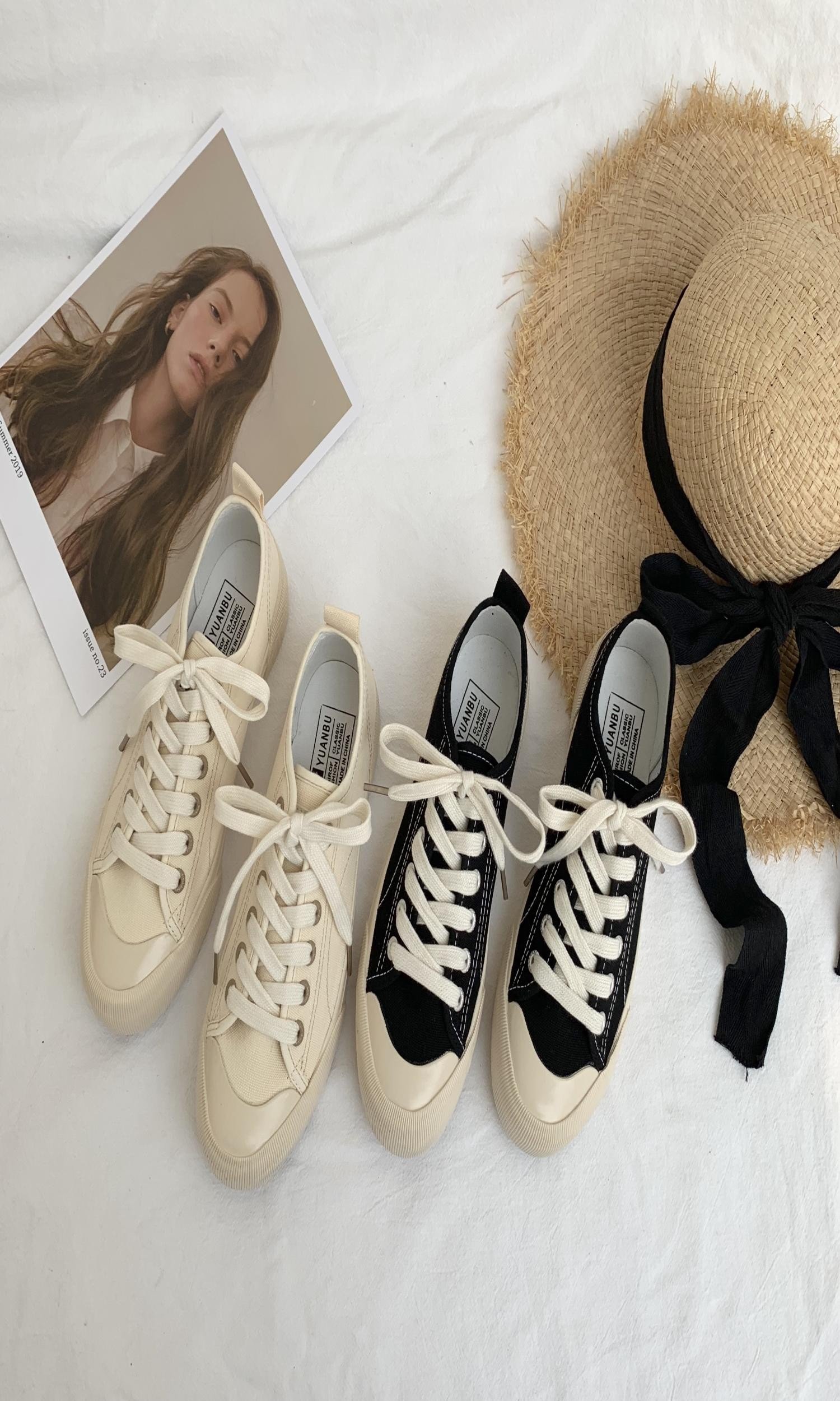 ins港风李圣经款帆布鞋女韩版chic百搭学生原宿鞋子复古草莓板鞋