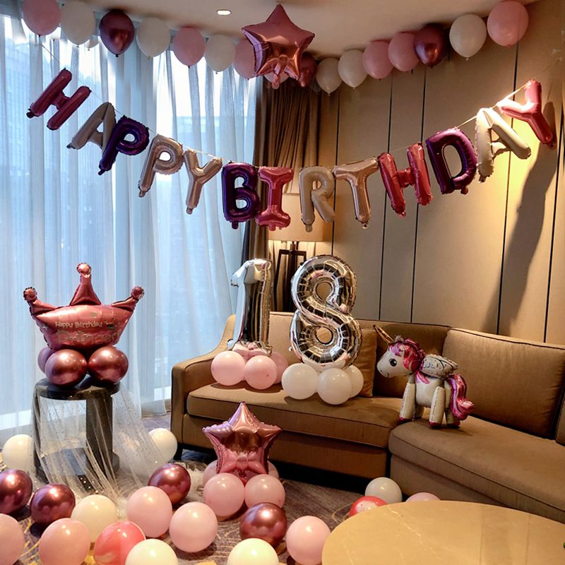 生日快乐装饰派对趴体女孩男生惊喜场景布置气球男朋友生日背景墙