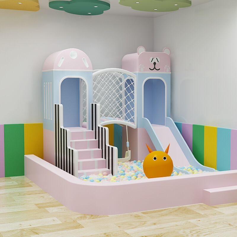 家庭小型淘气堡5岁乐园小房子式游乐场设备滑滑梯儿童室内用加高