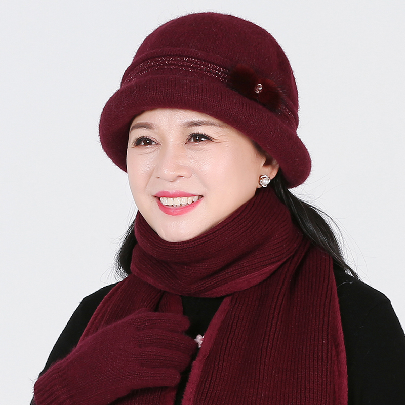 高档冬季中老年帽子女兔毛帽加厚保暖老人帽秋冬天中年女士奶实用