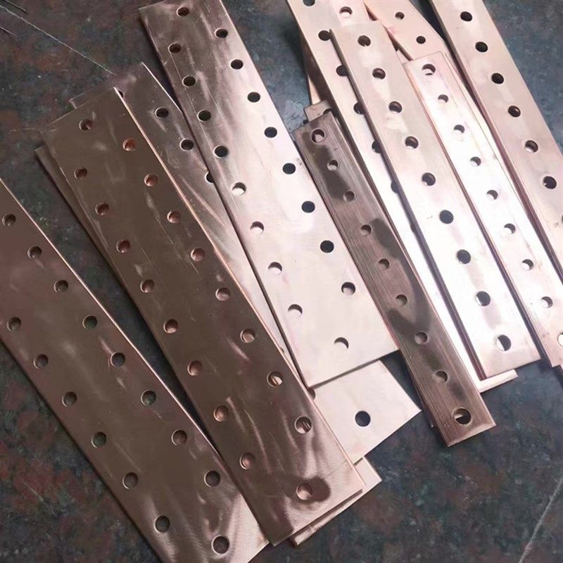 高档t2紫铜接地汇流排接地铜排接地母排等电位端子铜排可镀锡ins