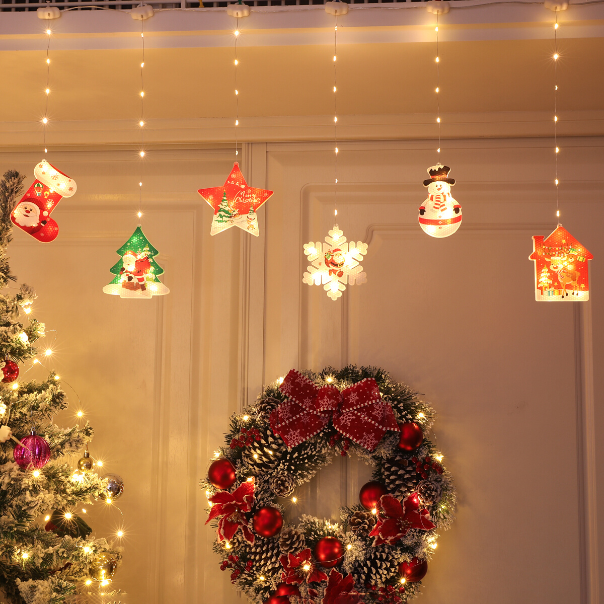 圣诞节装饰品场景布置圣诞树led灯挂饰橱窗节日f氛围装扮挂件灯串