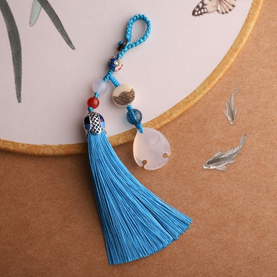 青鸾苑惠风和畅古风手工编织汽车钥匙h扣p玉石流苏穗子钥匙链挂件