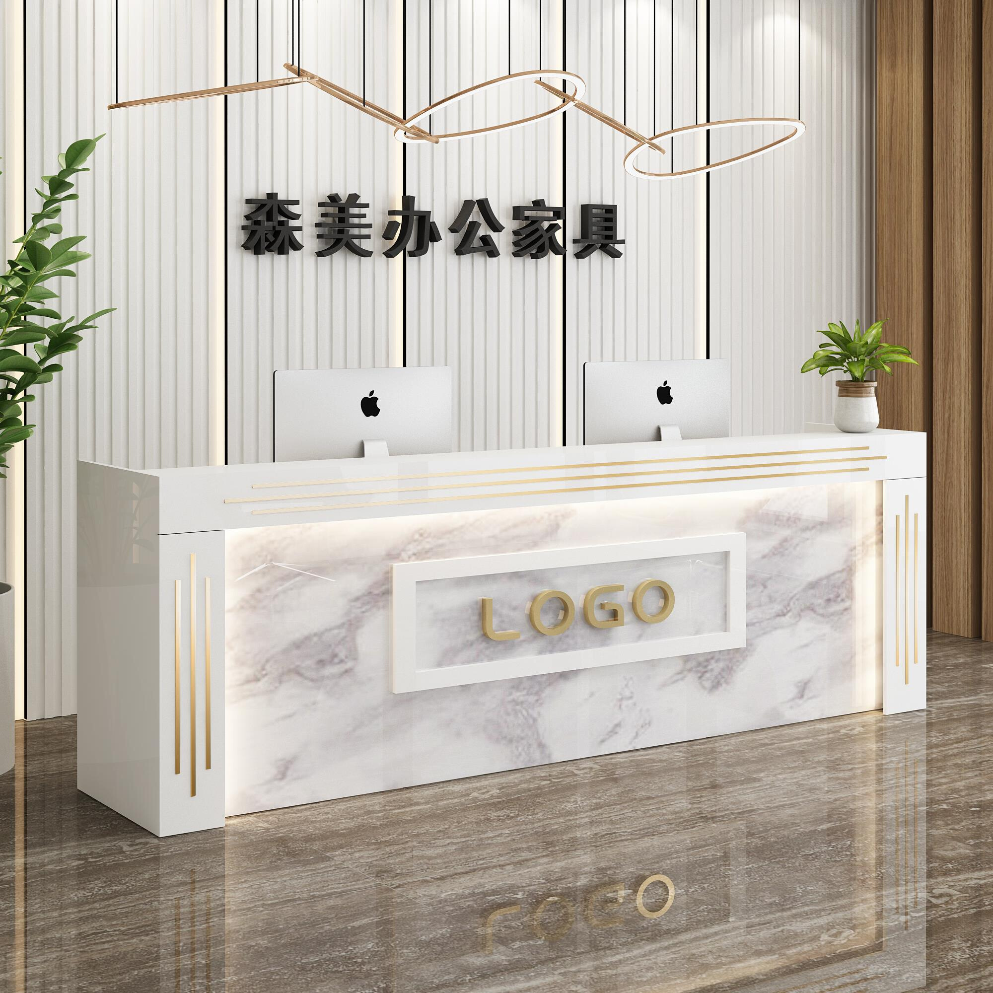 现发柜台简约桌奶茶商铺前台接待小型收银台带灯公司美容院吧