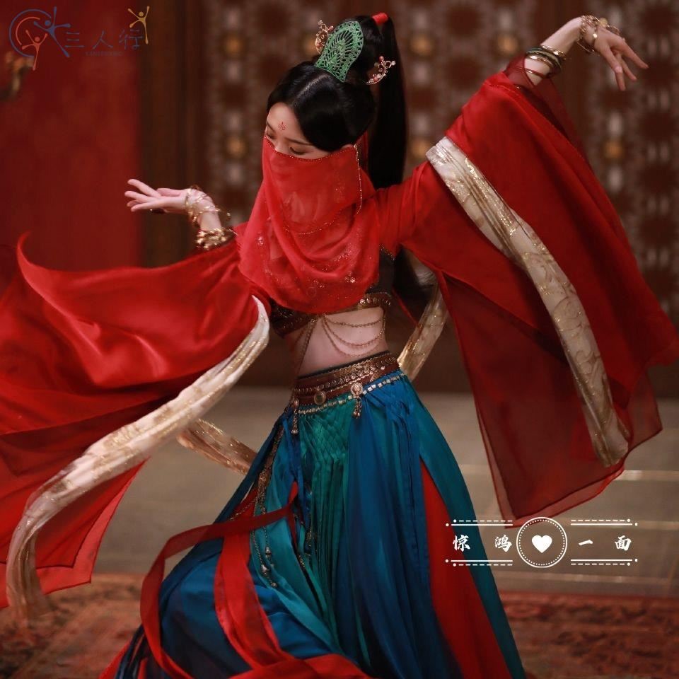 敦煌飞天服装汉服异域风情开场舞蹈演出服古装西域唐朝秦汉制群舞