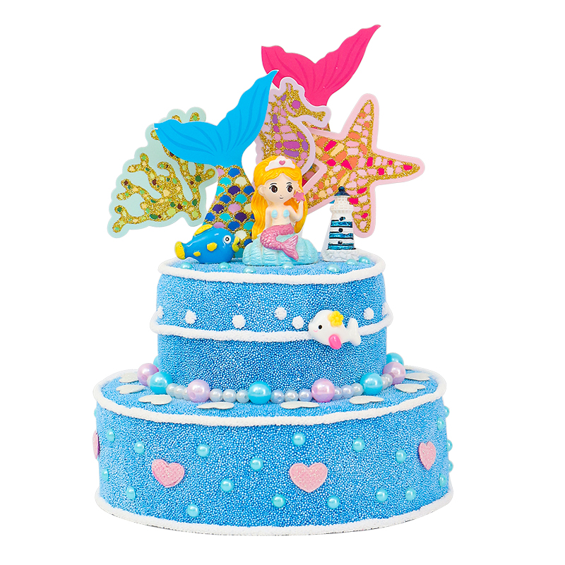 高档儿童diy双层仿真蛋糕制作材料包雪花泥黏土幼儿园手工生日蛋