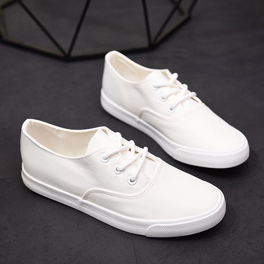 热销白鞋女休闲鞋平底学生纯白