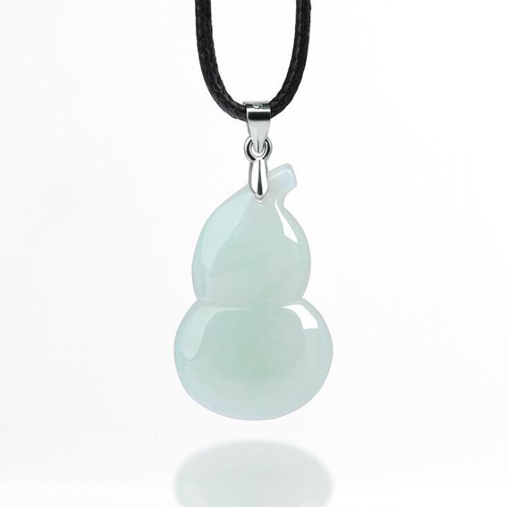 一元拍卖捡漏天然缅甸a货翡翠玉葫芦吊坠925纯银冰种玉石挂件女款