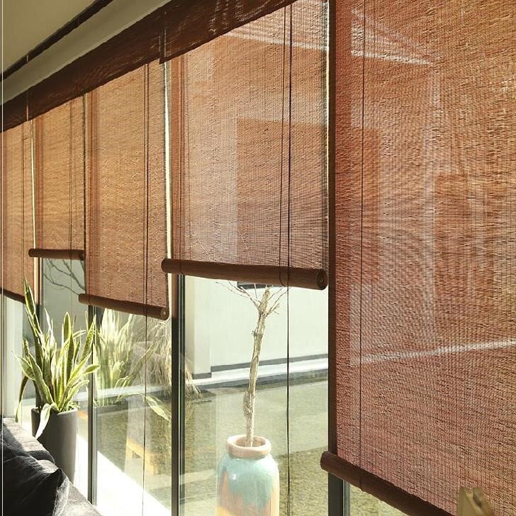 竹帘卷帘窗帘酒店民宿日式竹帘竹帘子装饰复古禅意中式遮光升降拉