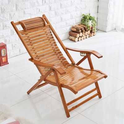 *夏季竹躺椅折叠午休午睡阳台休闲竹子靠背懒人老式家b用老人靠椅