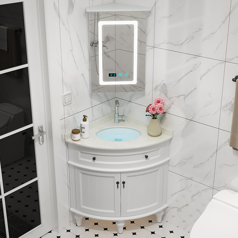 户型转角浴室柜组合三角形实木洗漱台墙角卫生间洗手脸盆面盆柜优惠券