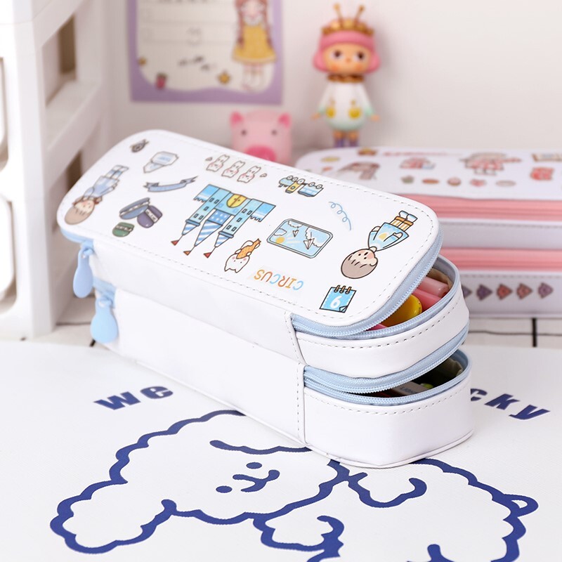 笔袋高级感耐脏大容量学霸笔袋三层文具盒韩式2020新款流行梦幻