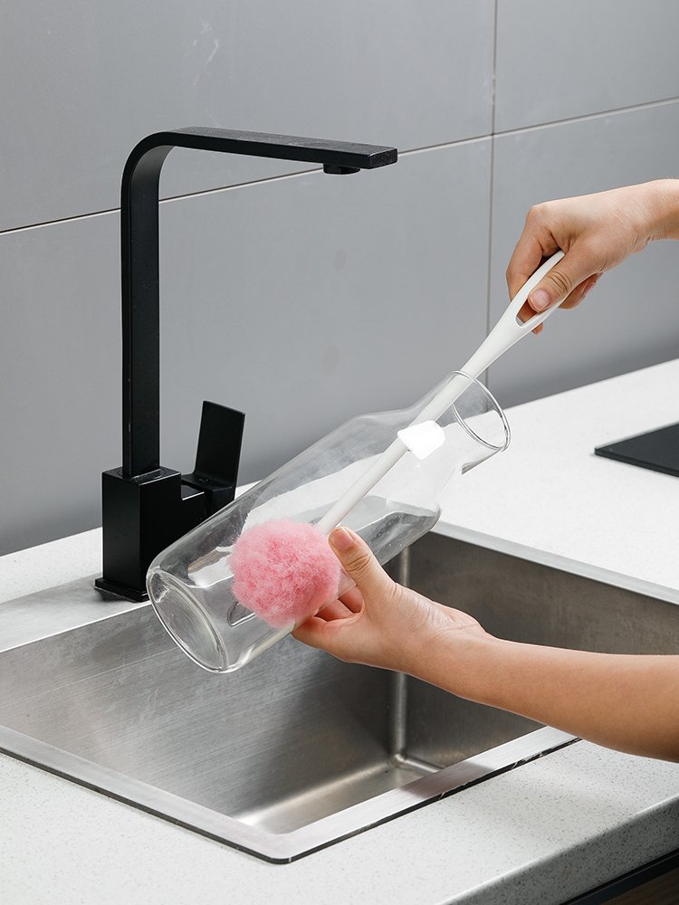 日本进口长柄杯刷软毛奶瓶刷子洗杯子神器茶杯水壶去污清洁用刷