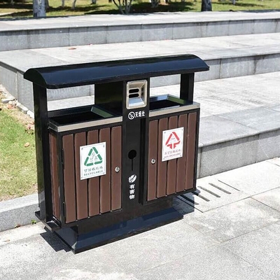 塑木街道小区马路公园m垃圾桶分类室外环保户外双桶不锈钢.环保